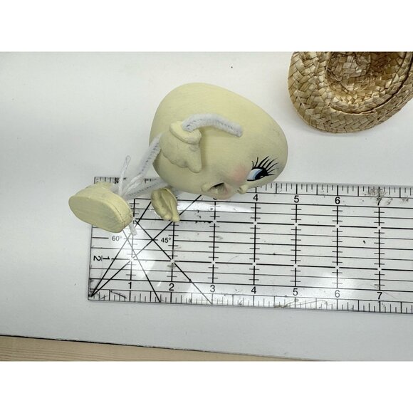 Anthropomorphic Yellow Egg Shelf Sitter Ceramic Vintage Easter Spring Decor 4” - Picture 9 of 9